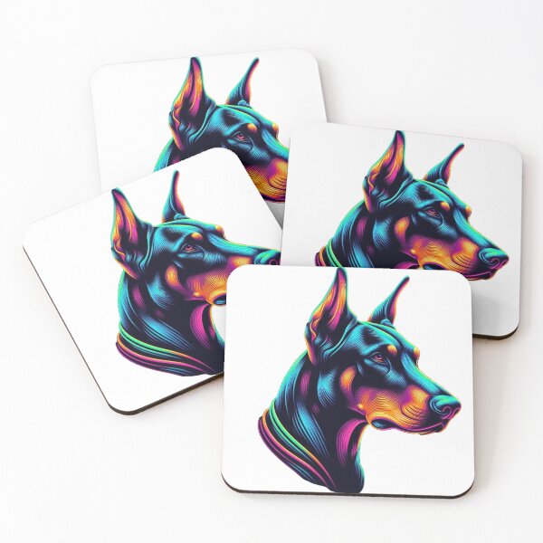 Item preview, Neon Doberman Portrait in Electric Colors designed and sold by AcruxUltra.