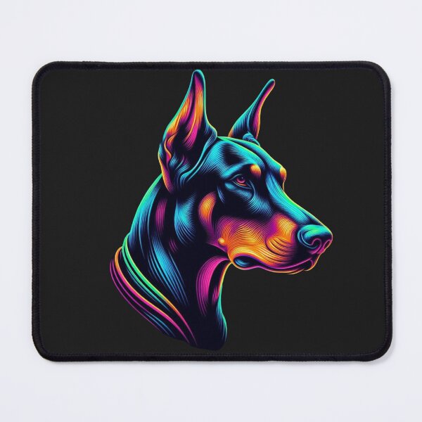 Item preview, Neon Doberman Portrait in Electric Colors designed and sold by AcruxUltra.