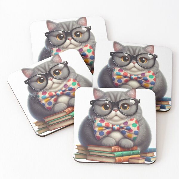 Item preview, Bookish Cat with Glasses and Bow Tie designed and sold by AcruxUltra.