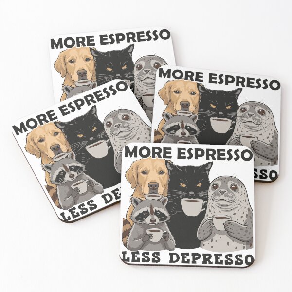 Item preview, More Espresso Less Depresso Cute Animals designed and sold by TEEDESIGMSTUDIO.