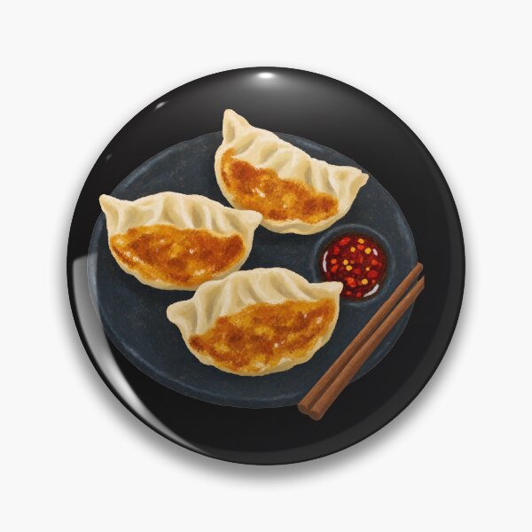 Item preview, Pan Fried Gyoza Dumplings with Chili Dipping Sauce - Asian Food Art designed and sold by Matheist.