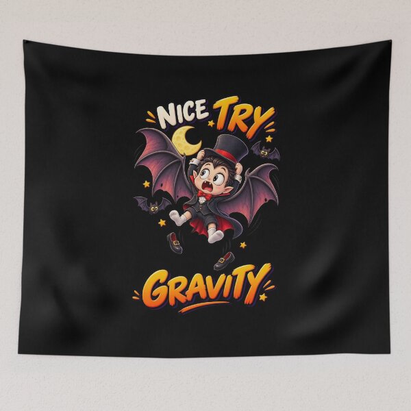 Item preview, Nice Try Gravity Funny Halloween Vampire designed and sold by Yomere.