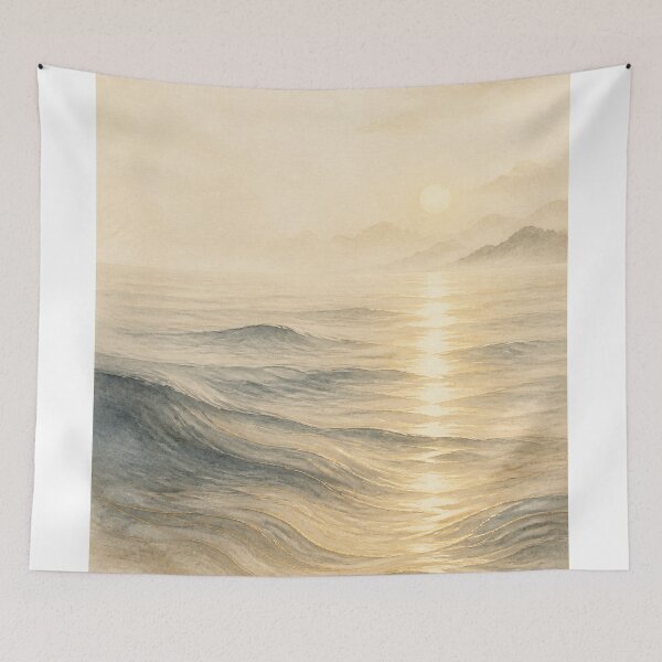Item preview, Golden Wave Wall Art Poster | Golden Wave Reflection, Japandi Coastal Zen Decor designed and sold by LuminaKage.