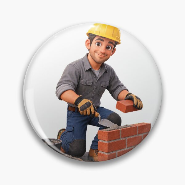 Item preview, Cute Bricklayer 3D Cartoon Character Building a Wall designed and sold by libanmax.