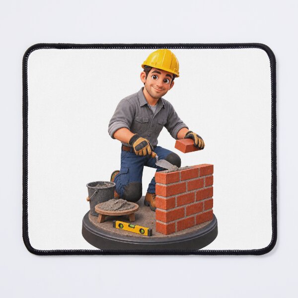 Item preview, Cute Bricklayer 3D Cartoon Character Building a Wall designed and sold by libanmax.
