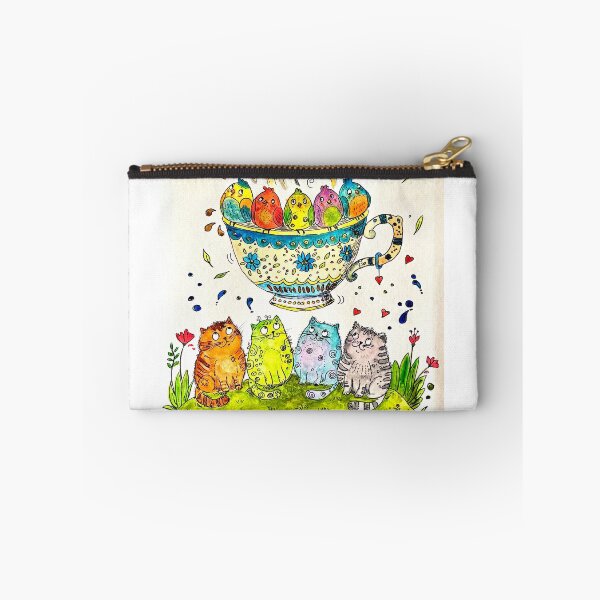 Item preview, Whimsical Stile " Cats and Birds Tea Party" designed and sold by TrazosDelSurArt.