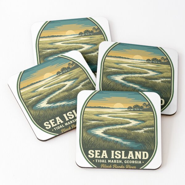 Item preview, Sea Island Georgia Tidal Marsh Black Banks River Badge Sticker designed and sold by DetourDgn.