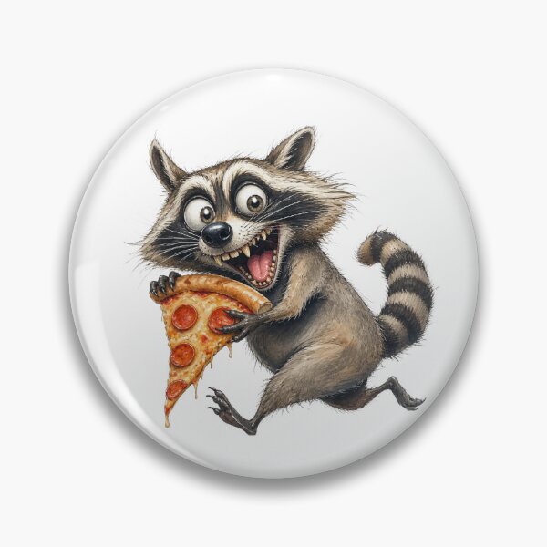 Item preview, Funny Raccoon Stealing Pizza Slice Cartoon Animal Art designed and sold by Wilcox PhotoArt.