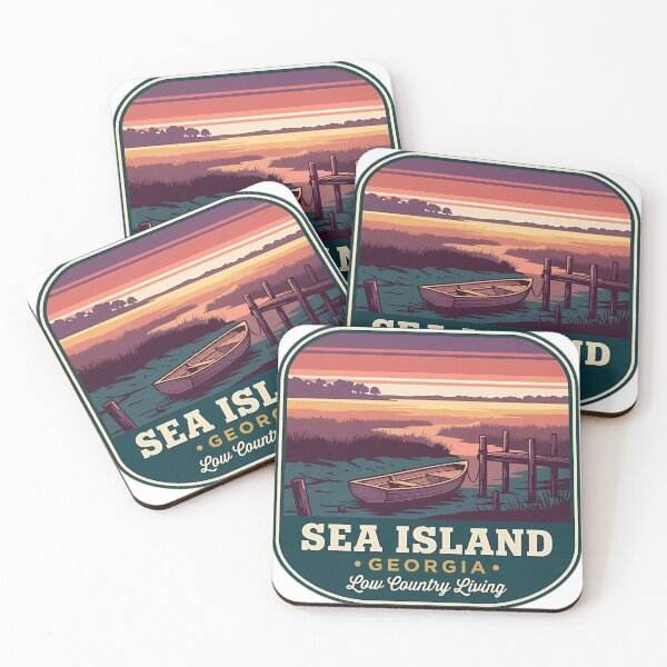 Item preview, Sea Island Georgia Marsh Dock Skiff Vintage Badge Sticker designed and sold by DetourDgn.
