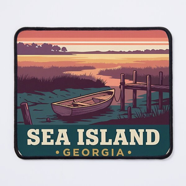 Item preview, Sea Island Georgia Marsh Dock Skiff Vintage Badge Sticker designed and sold by DetourDgn.