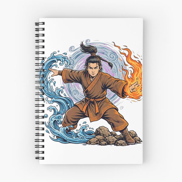 Item preview, Elemental Master - Fire and Water Bending Warrior Vintage Art designed and sold by Clear Vibe.