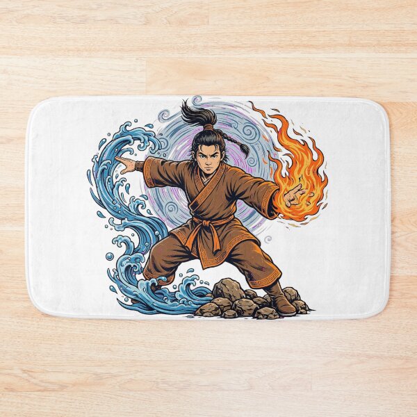 Item preview, Elemental Master - Fire and Water Bending Warrior Vintage Art designed and sold by VYBE DARK Studio.