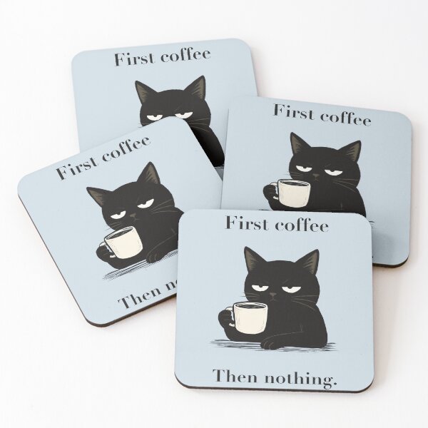 Item preview, Sarcastic Black Cat Coffee Lover – First Coffee Then Nothing designed and sold by MaggesticDesigns.