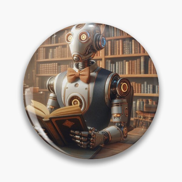 Item preview, Bookish Robot Reading in the Library designed and sold by AcruxUltra.