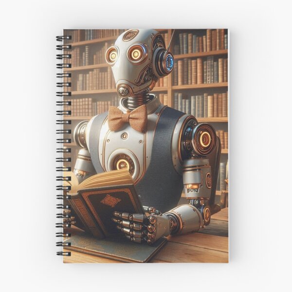 Item preview, Bookish Robot Reading in the Library designed and sold by AcruxUltra.