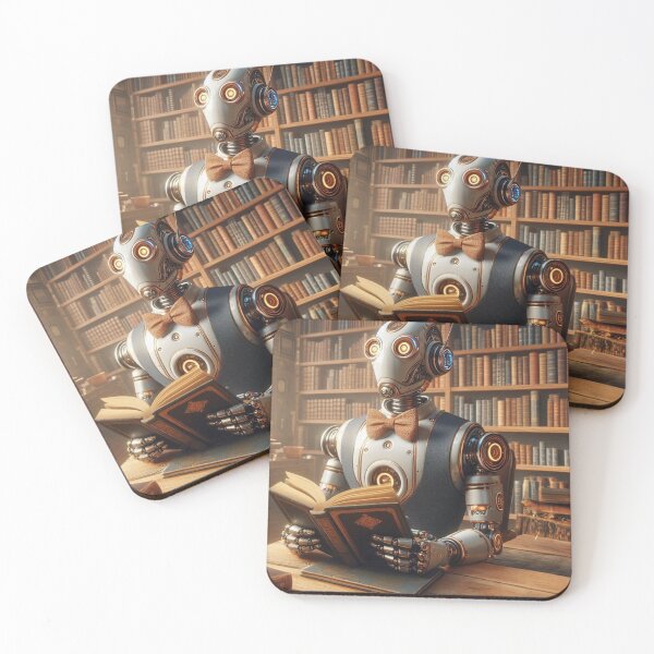 Item preview, Bookish Robot Reading in the Library designed and sold by AcruxUltra.