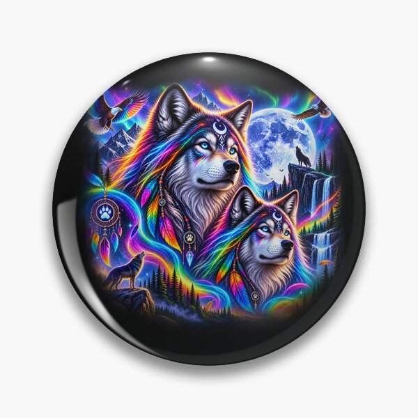 Aperçu de l'œuvre Loups Arc-en-ciel – Gardiens de l'Aurore Magique créée et vendue par TroviTutto.