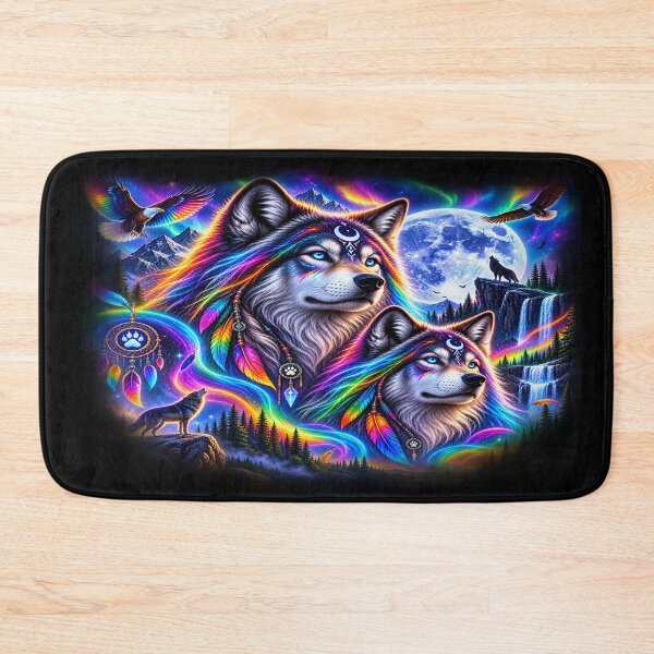 Item preview, Rainbow Wolves – Guardians of the Magical Aurora designed and sold by TroviTutto.