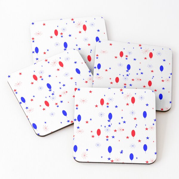 Item preview, Red Blue Party Balloons and Stars Pattern designed and sold by SahmatArt.