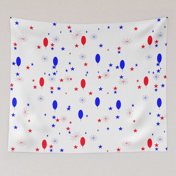 Item preview, Red Blue Party Balloons and Stars Pattern designed and sold by SahmatArt.