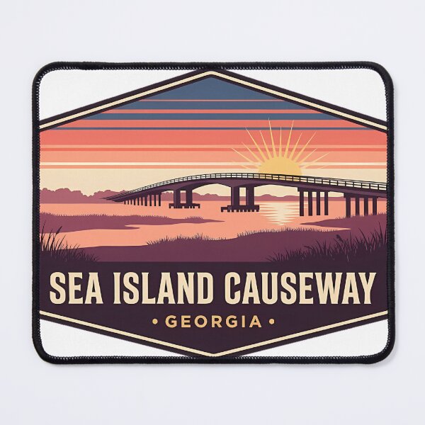 Item preview, Sea Island Georgia Causeway Bridge Vintage Travel Badge Sticker designed and sold by DetourDgn.