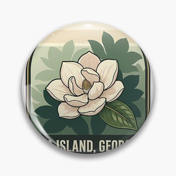 Item preview, Sea Island Georgia Magnolia Blossom Botanical Badge Sticker designed and sold by DetourDgn.