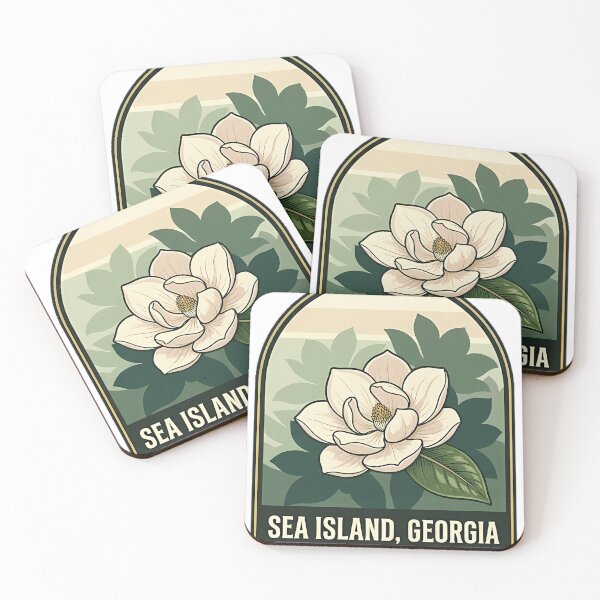 Item preview, Sea Island Georgia Magnolia Blossom Botanical Badge Sticker designed and sold by DetourDgn.