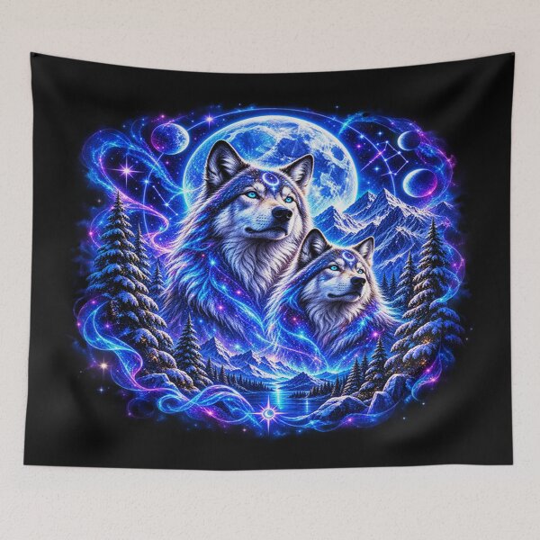 Item preview, Celestial Wolves – Guardians of the Moonlit Cosmos designed and sold by TroviTutto.