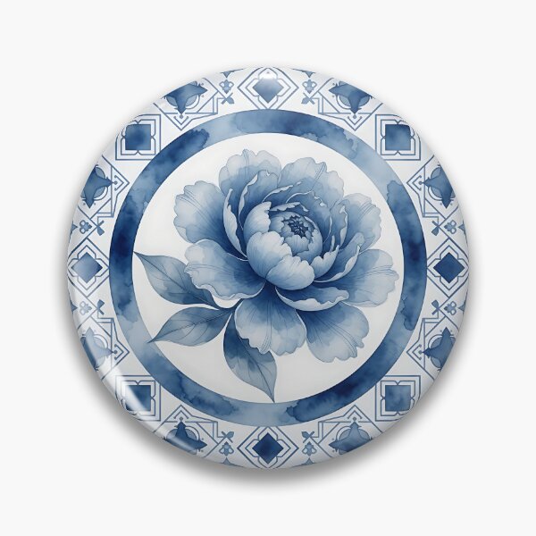 Item preview, Blue Peony in Geometric Frame designed and sold by HappyOops.