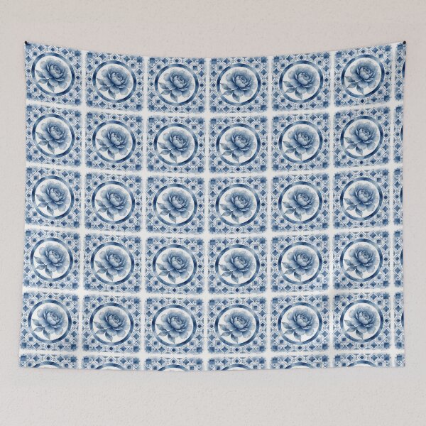 Item preview, Blue Peony in Geometric Frame designed and sold by HappyOops.