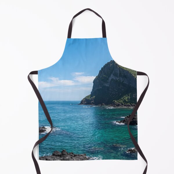 Item preview, Vibrant Summer Ocean & Volcanic Rocks at Seongsan Ilchulbong, Jeju Island, Korea: Crystal Clear Emerald Sea, Rugged Basalt Cliffs & Tropical Coastal Art Print, Poster & Home Decor designed and sold by SOOstudio73.