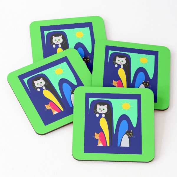 Item preview, Colorful Cats in Abstract Scene designed and sold by Elaine M Hayward .