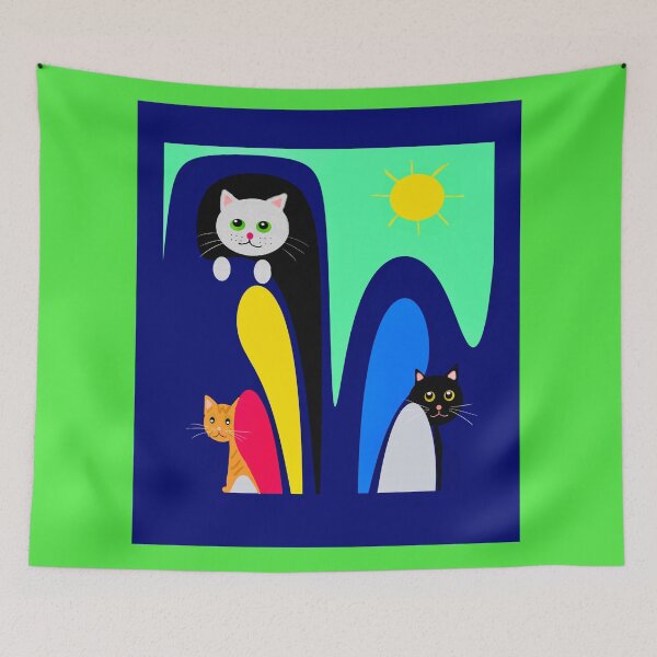 Item preview, Colorful Cats in Abstract Scene designed and sold by Elaine M Hayward .