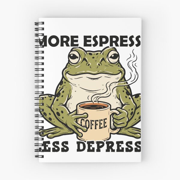 Item preview, More Espresso Less Depresso Funny Frog Coffee designed and sold by TEEDESIGMSTUDIO.