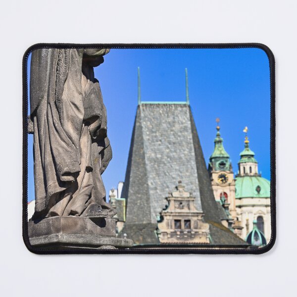 Item preview, Statue of Saint Adalbert on Charles Bridge with St. Nicholas Church Background, Prague designed and sold by goceris.