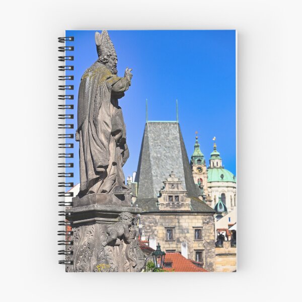 Item preview, Statue of Saint Adalbert on Charles Bridge with St. Nicholas Church Background, Prague designed and sold by goceris.