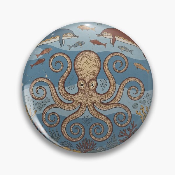 Item preview, Minoan Octopus Marine Fresco - Ancient Bronze Age Knossos Sea Art Print designed and sold by FreiherrPK.