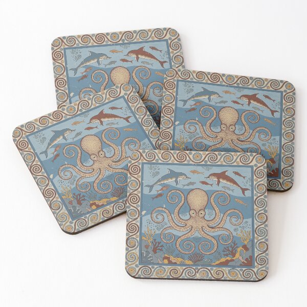 Item preview, Minoan Octopus Marine Fresco - Ancient Bronze Age Knossos Sea Art Print designed and sold by FreiherrPK.