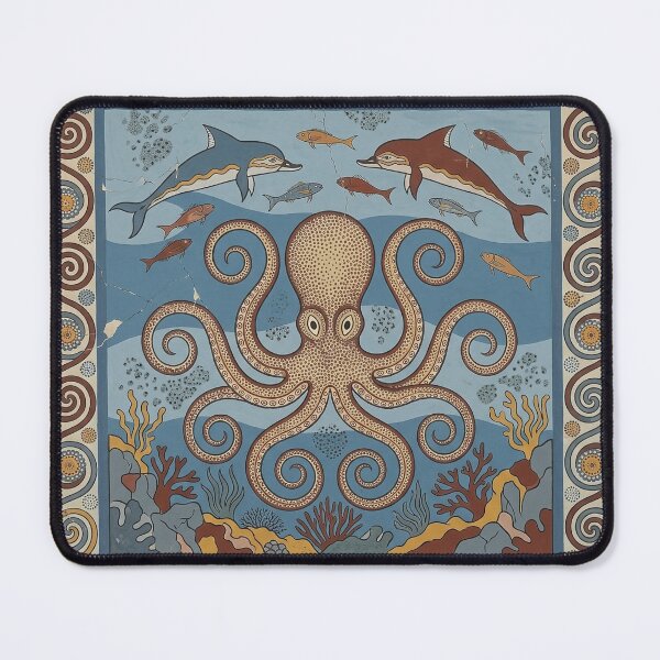 Item preview, Minoan Octopus Marine Fresco - Ancient Bronze Age Knossos Sea Art Print designed and sold by FreiherrPK.