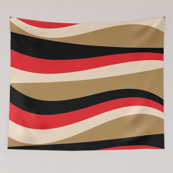 Item preview, Abstract wavy stripes red black cream preppy pattern designed and sold by fluffyfamcraft.