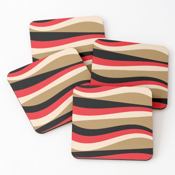 Item preview, Abstract wavy stripes red black cream preppy pattern designed and sold by fluffyfamcraft.