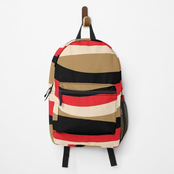 Item preview, Abstract wavy stripes red black cream preppy pattern designed and sold by fluffyfamcraft.