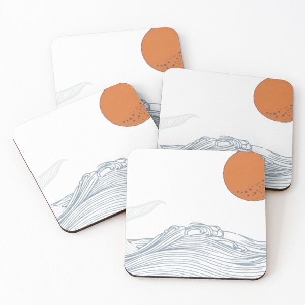 Item preview, whale tail in ocean with sun or moon in background minimalist lines designed and sold by PhiloDoh.