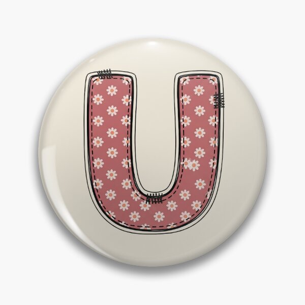 Item preview, Embroidery Dusty rose Letter U with floral Pattern designed and sold by ITCHAWAWAA.