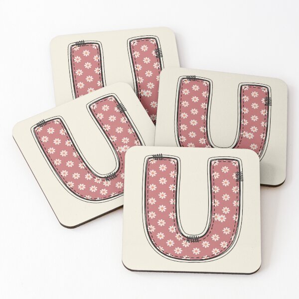 Item preview, Embroidery Dusty rose Letter U with floral Pattern designed and sold by ITCHAWAWAA.