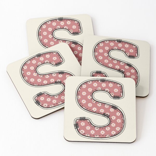Item preview, Embroidery Dusty rose Letter S with floral Pattern designed and sold by ITCHAWAWAA.
