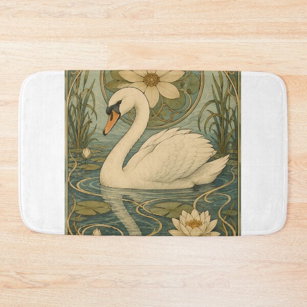 Item preview, Art Nouveau Swan Water Lily Panel designed and sold by kuradoshanon.