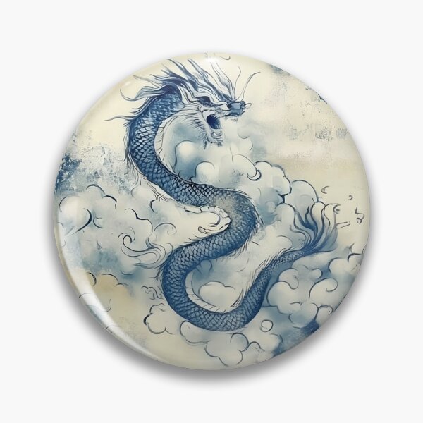 Item preview, Blue Dragon Pattern Japanese Cloud Porcelain Chinoiserie designed and sold by Nine Lives Studio.