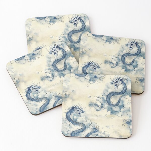 Item preview, Blue Dragon Pattern Japanese Cloud Porcelain Chinoiserie designed and sold by Nine Lives Studio.