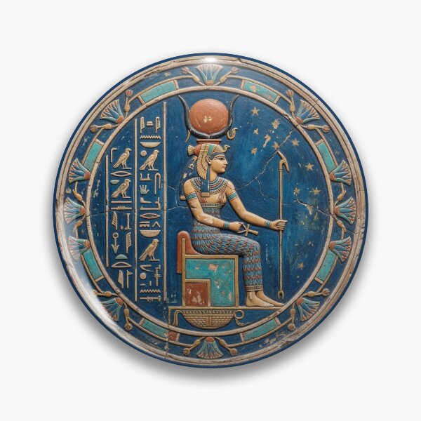 Item preview, Hathor Goddess of the Cosmos - Ancient Egyptian Sun Disc Fresco Medallion Art designed and sold by FreiherrPK.